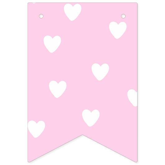 Het is een meisje! | Roze Strepen & Harten Verjaar Vlaggetjes (Tweede vlag)