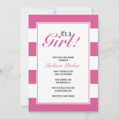 Het is een meisje roze strepen uitnodiging (Voorkant)