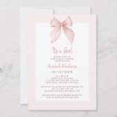 Het is een meisje roze strik Baby shower Coquette  Kaart (Voorkant)