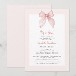 Het is een meisje roze strik baby shower coquette  kaart