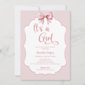 Het is een meisje roze strik Baby shower Kaart (Voorkant)