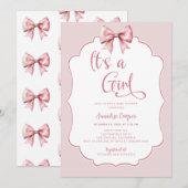 Het is een meisje roze strik Baby shower Kaart (Voorkant / Achterkant)