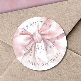 Het is een meisje roze strik Baby shower Ronde Sticker