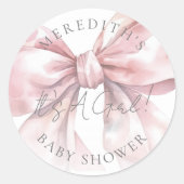 Het is een meisje roze strik Baby shower Ronde Sticker (Voorkant)