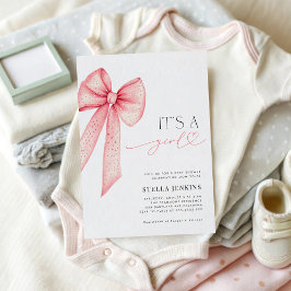 Het is een meisje Roze strik baby shower uitnodigi Kaart