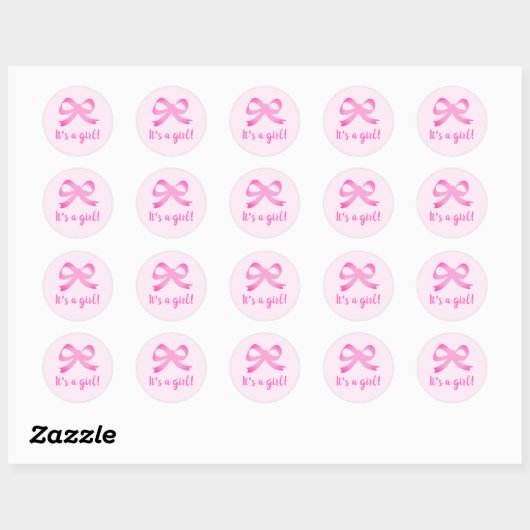 Het is een meisje roze strik knoop baby shower sti ronde sticker (Vel)
