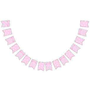 Het is een meisje. Roze stripes en hart van de d Vlaggetjes
