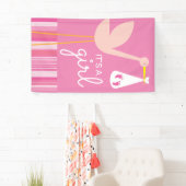 Het is een meisje | Roze strips en strips Spandoek (Insitu)