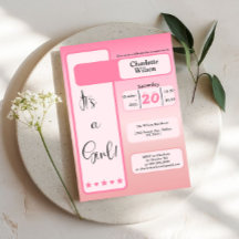 Het is een meisje! Roze verloop Cute baby shower