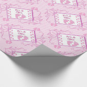 Het is een meisje roze voetafdrukken inpakpapier (Hoek)