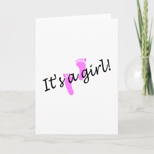 Het is een meisje (roze voeten) aankondiging (Voorkant)