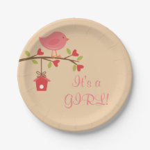 Het is een MEISJE! Roze Vogel Baby shower Papieren