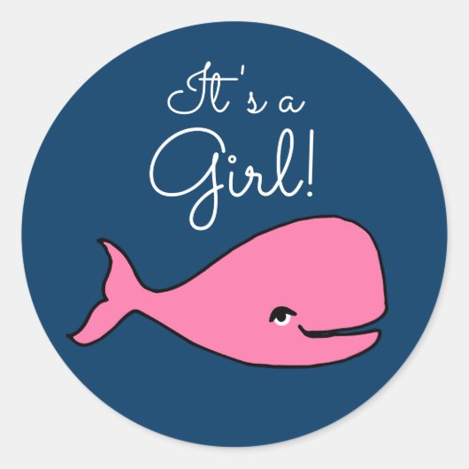 Het is een meisje roze walvis Sticker (Voorkant)