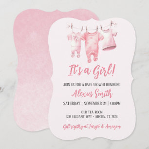 Het is een meisje roze waslijn meisjesachtige Baby Kaart