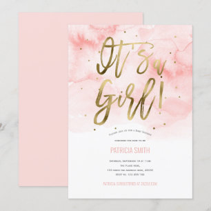Het is een meisje, roze, Waterverf, Baby Girl Show Kaart