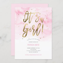 Het is een meisje, roze, Waterverf, Baby Girl Show