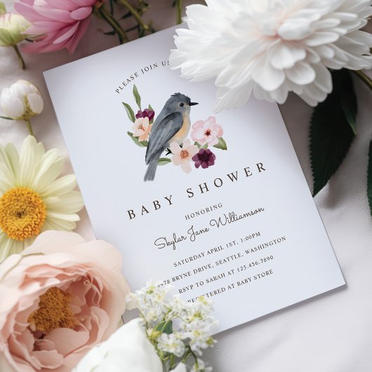 Het Is Een Meisje Roze Waterverf Bloemen & Klein V Kaart