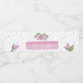 Het is een Meisje, Roze Waterverf Rozen Baby showe Waterfles Etiket (Enkel label)