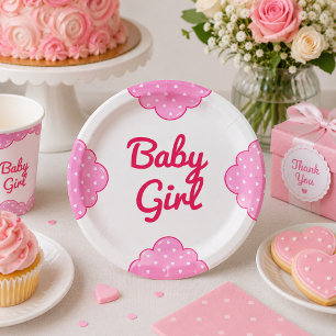 Het is een meisje Roze wolken Baby Girl Shower Papieren Bordje