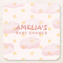 Het is een meisje roze wolken baby shower feest kartonnen onderzetters