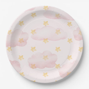Het is een meisje roze wolken baby shower feest papieren bordje