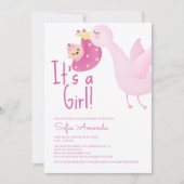 Het is een meisje roze zwaan Baby shower Kaart (Voorkant)