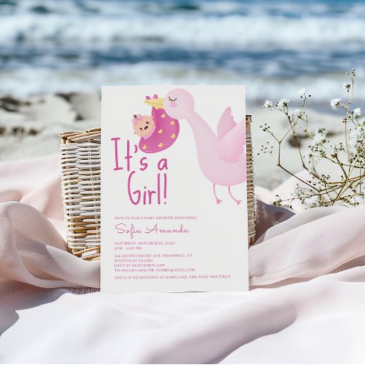 Het is een meisje roze zwaan Baby shower Kaart