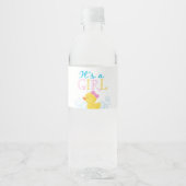 Het is een Meisje Rubber Eend Baby shower Waterfles Etiket (Voorkant)