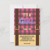 Het is een meisje Rustic Lumberjack Flannel Baby s Bedankkaart (Voorkant)