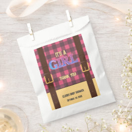 Het is een meisje Rustic Lumberjack Flannel Baby s Bedankzakje