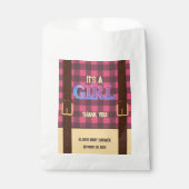 Het is een meisje Rustic Lumberjack Flannel Baby s Bedankzakje (Voorkant)