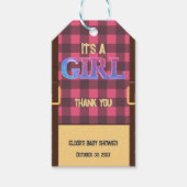 Het is een meisje Rustic Lumberjack Flannel Baby s Cadeaulabel (Voorkant)