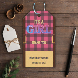 Het is een meisje Rustic Lumberjack Flannel Baby s Cadeaulabel