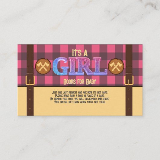 Het is een meisje Rustic Lumberjack Flannel Baby s Informatiekaartje (Voorkant)