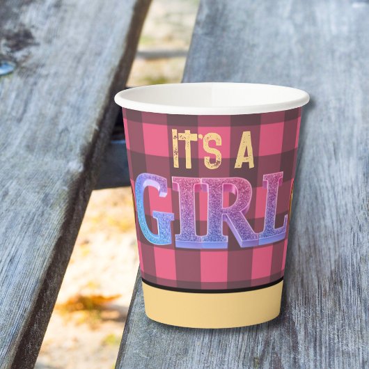 Het is een meisje Rustic Lumberjack Flannel Baby s Papieren Bekers