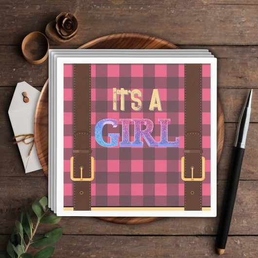 Het is een meisje Rustic Lumberjack Flannel Baby s Servet