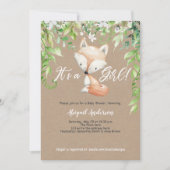 Het is een meisje, Rustic, Woodland, Greenery, Bab Kaart (Voorkant)