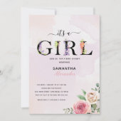Het is een meisje rustieke bloemenkleurig baby sho kaart (Voorkant)