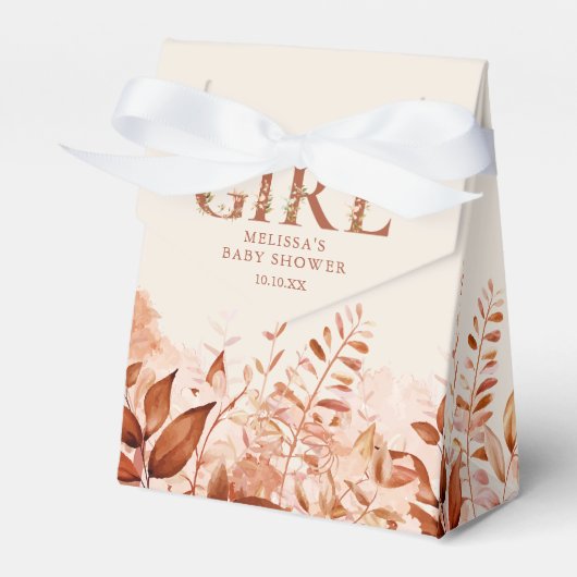 Het is een meisje rustieke bloemige Herfst Baby sh Bedankdoosjes (Voorkant Zijde)