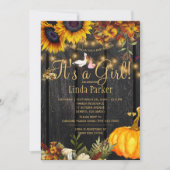 Het is een meisje rustieke herfst zonnebloem baby  kaart (Voorkant)