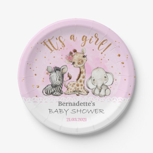 Het is een meisje! Safari Animals Baby shower Bord (Voorkant)