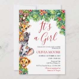 Het is een meisje safari Baby shower Kaart