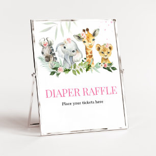 Het is een meisje Safari Dieren Luier Raffle Poster