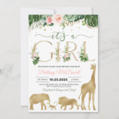 Het is een meisje safari gouden Baby shower Kaart (Voorkant)
