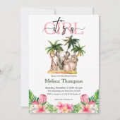 Het is een meisje Safari Wilde Tropische Floral Ba Kaart (Voorkant)