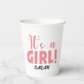 Het is een meisje Sarah Papieren Bekers (Achterkant)