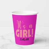 Het is een meisje Sarah Papieren Bekers (Achterkant)