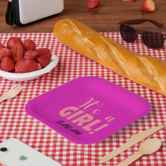 Het is een meisje Sarah Papieren Bordje (Picknick)