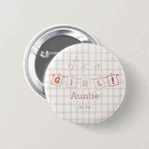 Het is een meisje Schattig geruit Niet-droog Tante Ronde Button 5,7 Cm
