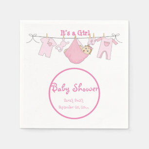 Het is een meisje schattig roze Baby showers papie Servet